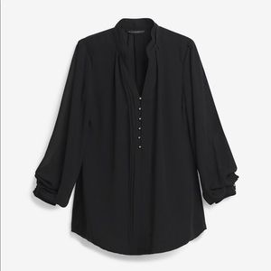 WHBM Sheer Sleeve Woven Blouse